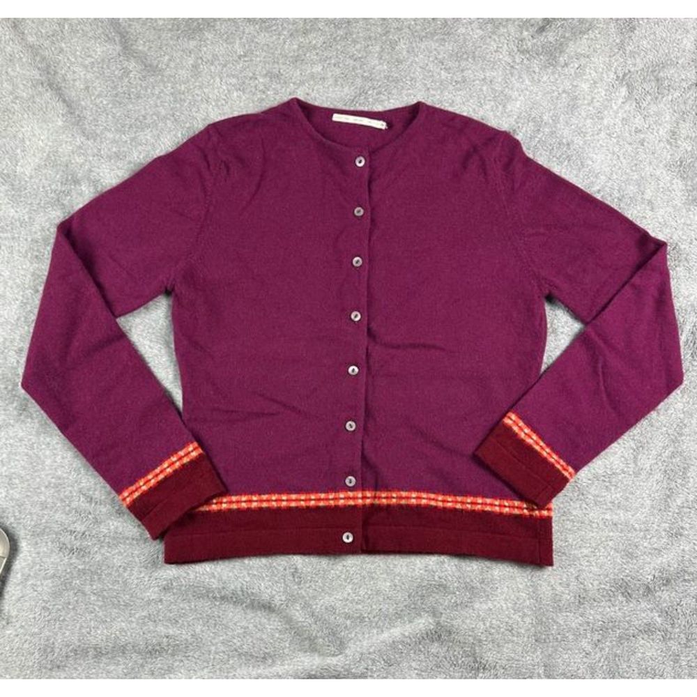 Cashmere Studio 100% cashmere Button Front Cardigan Sweater Sz M Mulberry